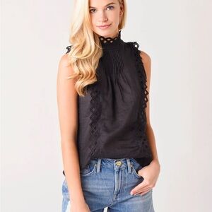 FRAME Women's Embroidered High-Neck Sleeveless Blouse